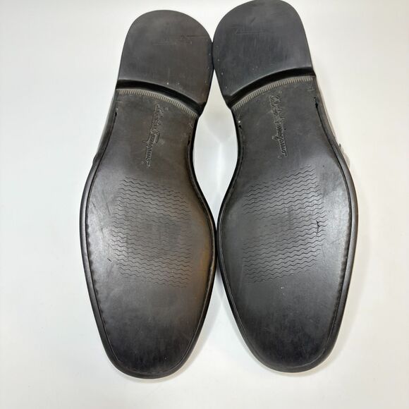 SALVATORE FERRAGAMO Classic Monk Strap Black  Leather Loafers Mens Size 10.5 - Picture 8 of 15
